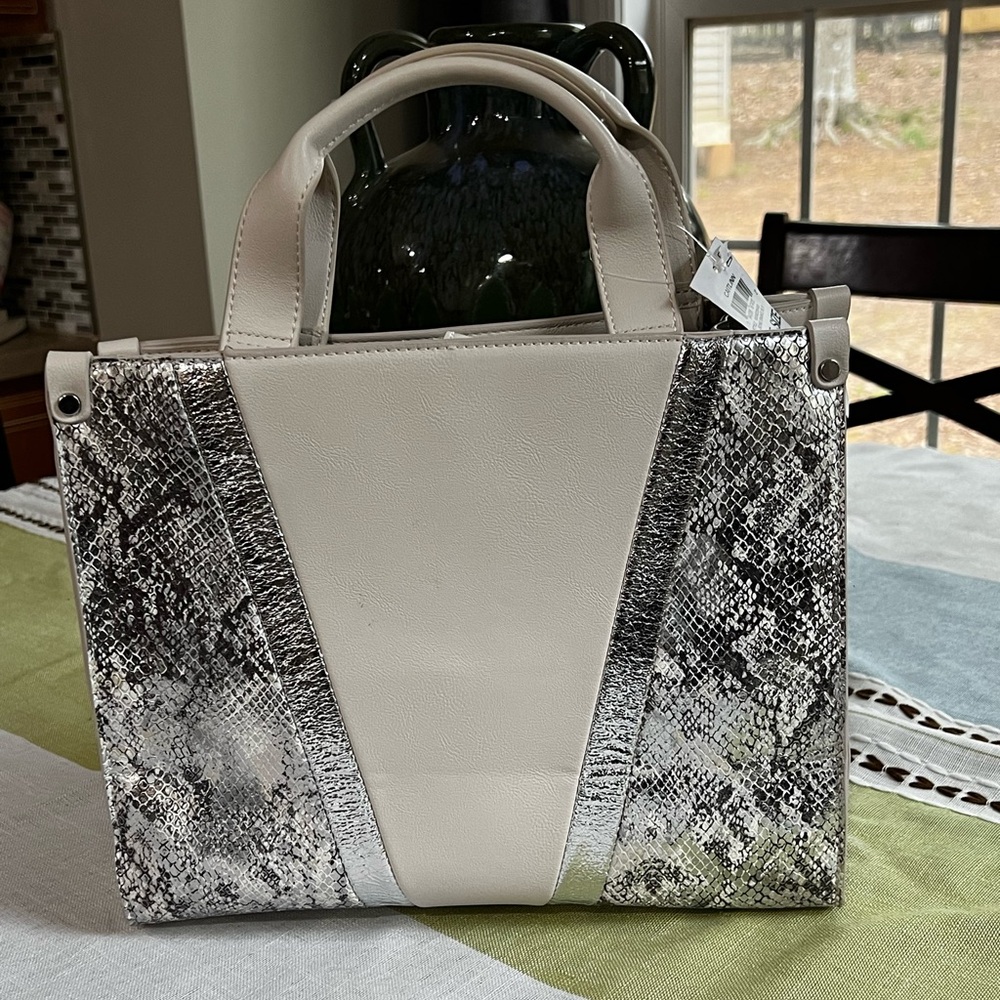I.N.C. International Concepts Caitlinn Tote, BONE/SNAKE/SILVER NWT